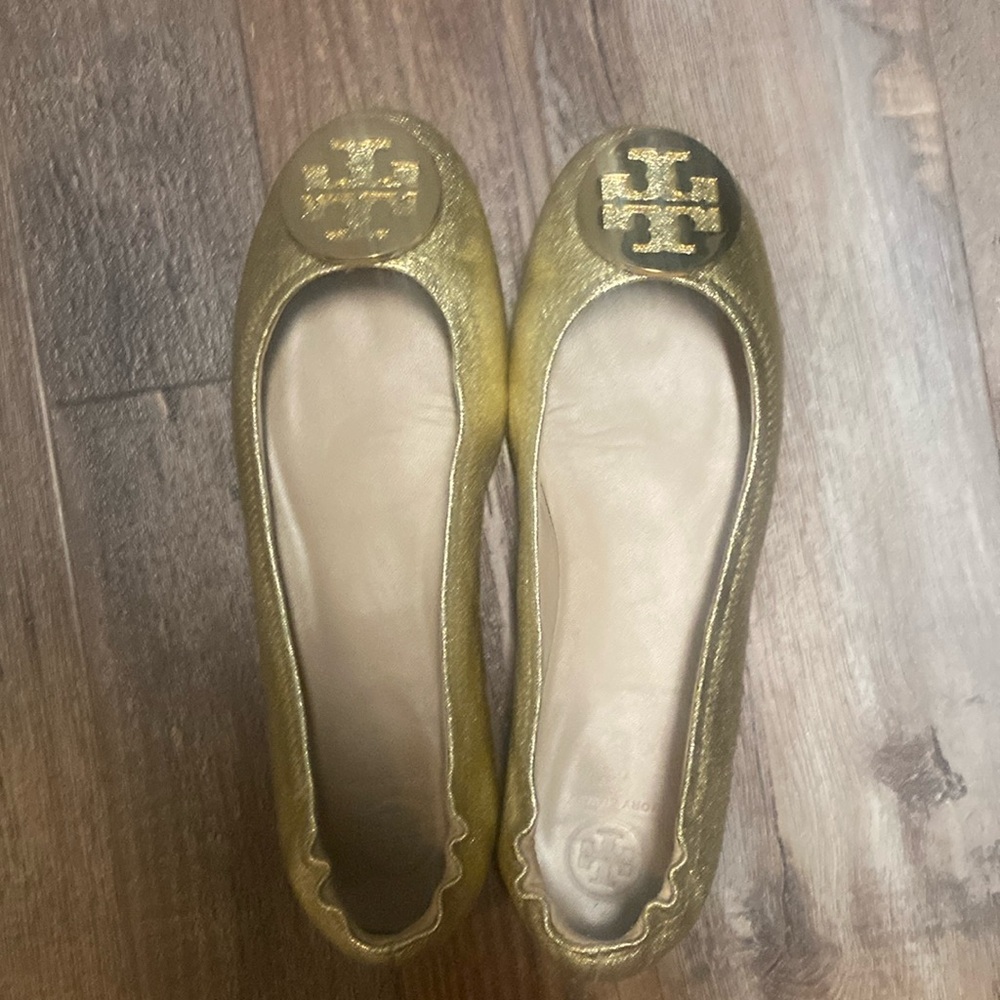 Tori Burch gold ballet flats size 9